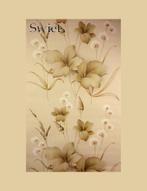 3973 behang oosters bloemen beige wit 60s 70s vintage swiet, Huis en Inrichting, Verzenden, Wit