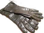 Vintage echt leren gevoerde handschoenen met borduursel, Verzenden, Zo goed als nieuw, Handschoenen