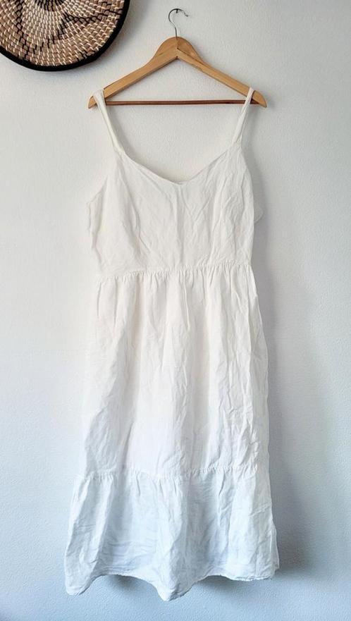 C&A Yessica boho linnen witte jurk maat 48, Kleding | Dames, Jurken, Zo goed als nieuw, Maat 46/48 (XL) of groter, Onder de knie