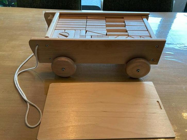 Houten Blokkenkar met Blokken, Kinderen en Baby's, Speelgoed | Overig, Zo goed als nieuw, Jongen of Meisje, Ophalen of Verzenden