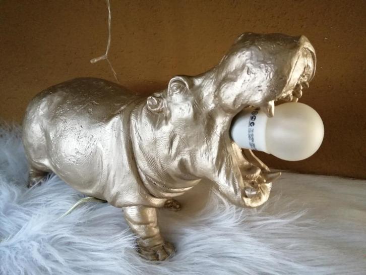 Hippo tafellamp, mat goud, 36x14x24cm,Z.G.A.N., Huis en Inrichting, Lampen | Tafellampen, Zo goed als nieuw, Minder dan 50 cm