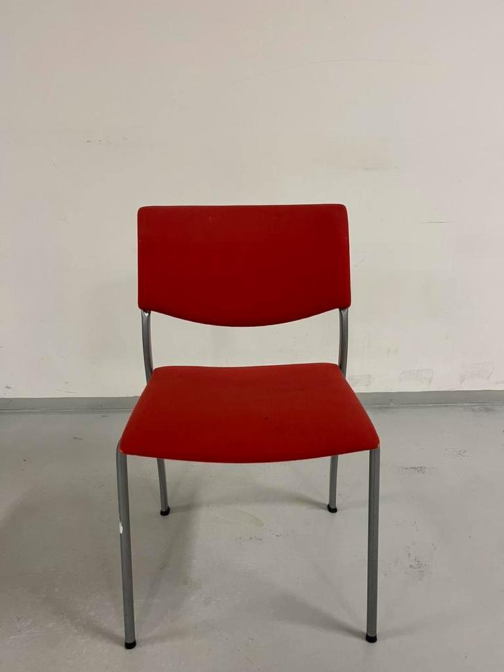 4 rode stoffen stoelen, Huis en Inrichting, Stoelen, Gebruikt, Vier, Stof, Rood, Ophalen