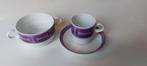 Schönwald Germany retro soepkom en kop en schotel paars, Gebruikt, Ophalen of Verzenden, Overige stijlen, Kop(pen) en/of Schotel(s)