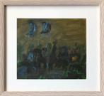 Eugene Brands, olie op papier; Landschap met huilende manen’, Ophalen