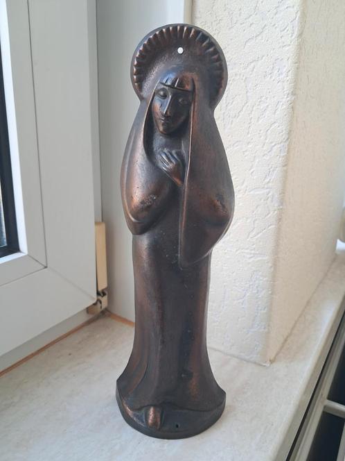 Bronze maria beeldje, 29cm hoog, art-deco stijl, Antiek en Kunst, Antiek | Religie, Ophalen of Verzenden