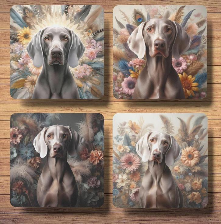 Weimaraner Barok stijl onderzetters met houder, Huis en Inrichting, Woonaccessoires | Onderzetters, Nieuw, Glas of Kopje, Ophalen of Verzenden