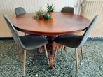 Massief houten ronde tafel en stoelen grijsgroen Jysk, Huis en Inrichting, Tafels | Eettafels, Ophalen, 50 tot 100 cm, 50 tot 100 cm