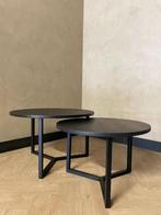 Zwart eiken salontafel set | rond, Ophalen, 50 tot 100 cm, Zwart eiken, hotel-chique, modern, Rond