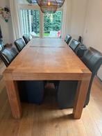 Eetkamerset met 6 echt leren stoelen, Ophalen, Zo goed als nieuw, 4 tot 6 stoelen