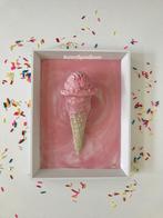 Kunst met een knipoog - zomerse ijshoorn roze wit Epoxy, Ophalen