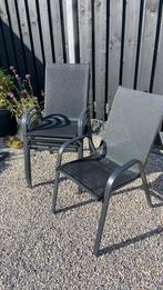 Tuinstoelen zwart, 4 stuks, stapelbaar, Ophalen, Gebruikt, Metaal, Stapelbaar