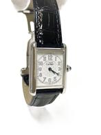 Must de Cartier Tank Quartz White Arabic Dial Zilver, Overige merken, Leer, Cartier, Polshorloge