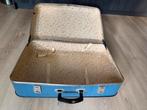 Vintage retro ouderwetse blauwe koffer, 60 tot 70 cm, Overige materialen, Slot, Ophalen of Verzenden