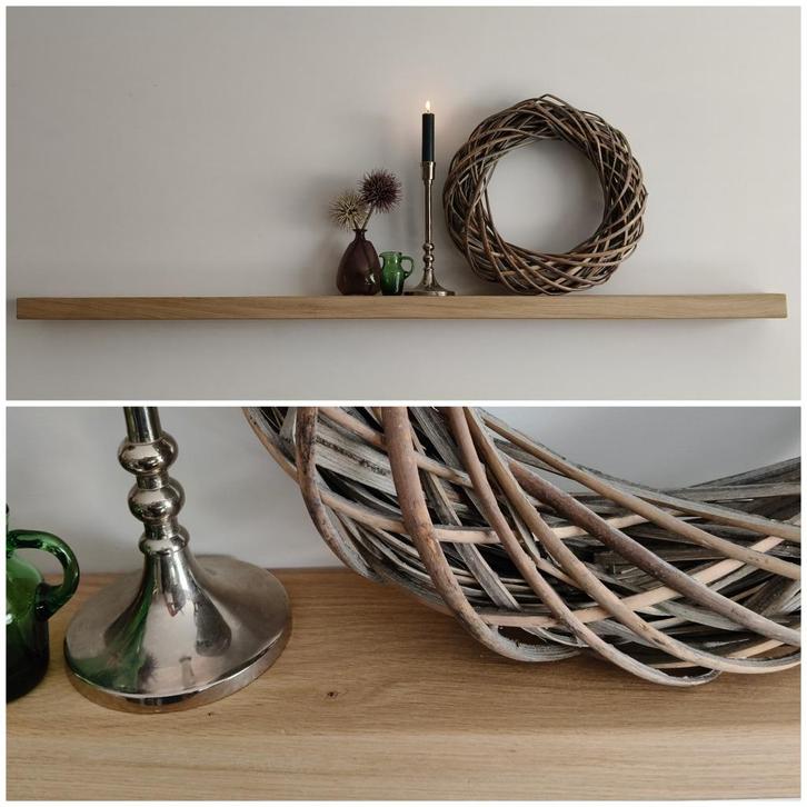 Decoratief schap strak eiken - wandplank zwevend - 127cm #79, Huis en Inrichting, Woonaccessoires | Wanddecoraties, Nieuw, Ophalen of Verzenden