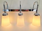 Vintag Wandlamp Vanity 3 glazen kappen chroom Italy ‘80 spot, N, N, Vintage, Nieuw