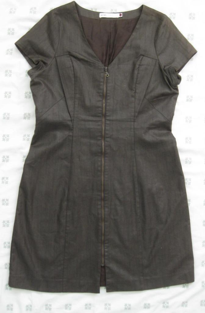 By Groth jurk, donkerbruin, getailleerd, met rits, mt L = 40, Kleding | Dames, Jurken, Zo goed als nieuw, Maat 38/40 (M), Bruin