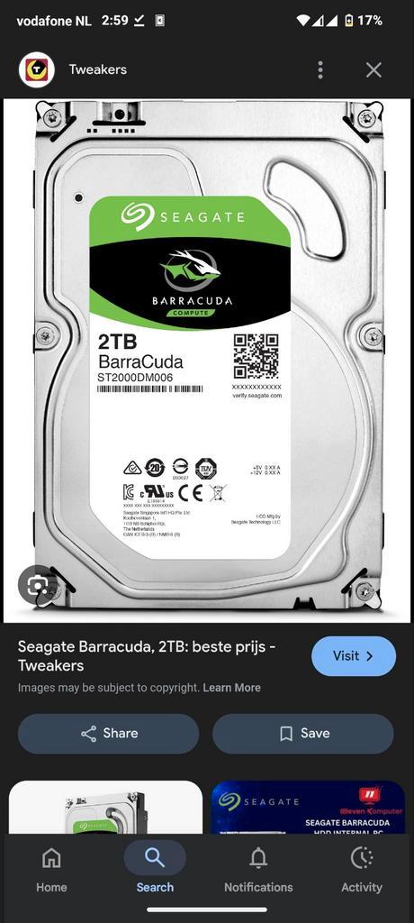 Seagate Barracuda 2TB HDD - 3.5 inch, Computers en Software, Harde schijven, Nieuw, Desktop, Intern, HDD, SATA, Ophalen of Verzenden