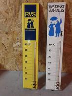 2 oude RVS verzekeringen emaille thermometers, Verzamelen, Ophalen of Verzenden, Gebruikt, Reclamebord