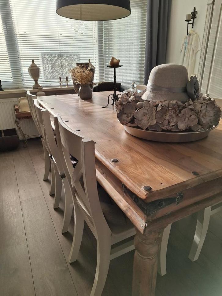 Eettafel met 6 stoelen - Mooie set!    185 x 90cm, Huis en Inrichting, Tafels | Eettafels, Ophalen