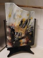 Italiaanse Vaas Glas Kunstwerk Ontwerp Op Metalen Voet, Ophalen of Verzenden