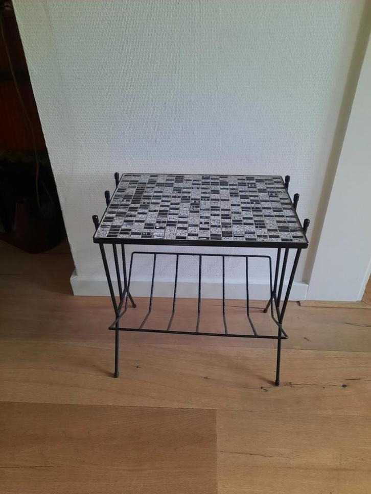 Vintage Mozaïek Bijzettafel, Huis en Inrichting, Tafels | Bijzettafels, Gebruikt, Rechthoekig, Minder dan 45 cm, Minder dan 55 cm