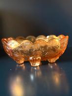 Vintage Oranje Glazen Schaal op Voetjes carnival, Antiek en Kunst, Ophalen of Verzenden