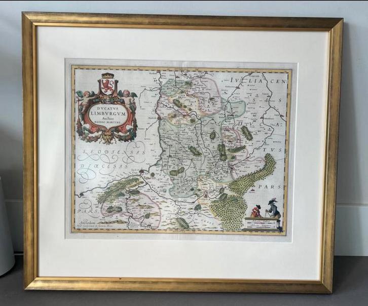 Joan Blaeu - Limburg 1645 - Ingelijste Kopergravure, Antiek en Kunst, Kunst | Etsen en Gravures, Ophalen of Verzenden
