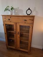 Houten vitrinekast, Huis en Inrichting, Kasten | Vitrinekasten, Ophalen, 50 tot 100 cm, Zo goed als nieuw, 150 tot 200 cm