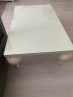 Witte Hoogglans Salontafel + glasplaat / bolle poten., Huis en Inrichting, Tafels | Salontafels, 100 tot 150 cm, Zo goed als nieuw