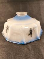 Vintage glazen lampenkapje 'Cupido', Blauw, Vintage, Rustiek, Rond, Ophalen of Verzenden