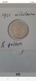 HALVE GULDEN 1921 WILHELMINA KAVEL NR 42, ½ gulden, Verzenden, Zilver, Koningin Wilhelmina