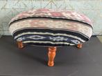Vintage voetenbankje bekleed met vintage ikat, Ophalen of Verzenden
