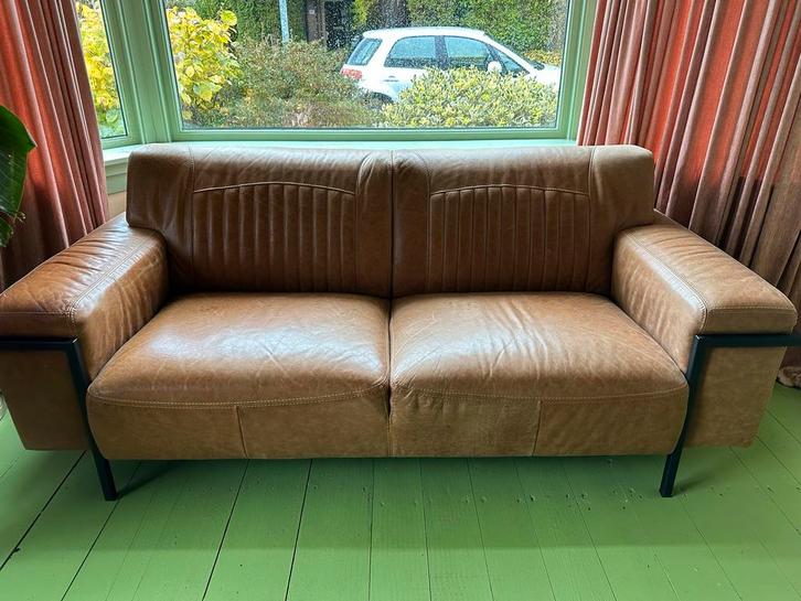 Bank Bugatti van Maxfurn - leren bekleding, Huis en Inrichting, Banken | Bankstellen, Gebruikt, Rechte bank, Tweepersoons, 200 tot 250 cm