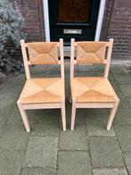 Vintage stoelen rotan riet berkenhout pine set/2, Huis en Inrichting, Stoelen, Riet of Rotan, Twee, Gebruikt, Vintage