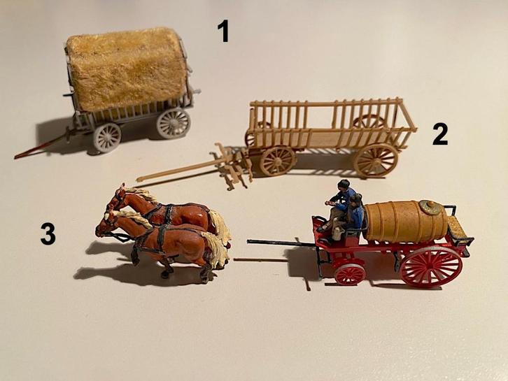 Preiser - Oude hooiwagen, boerenkar & brandweer H0 1:87, Hobby en Vrije tijd, Modeltreinen | H0, Gebruikt, Overige typen, Gelijkstroom of Wisselstroom