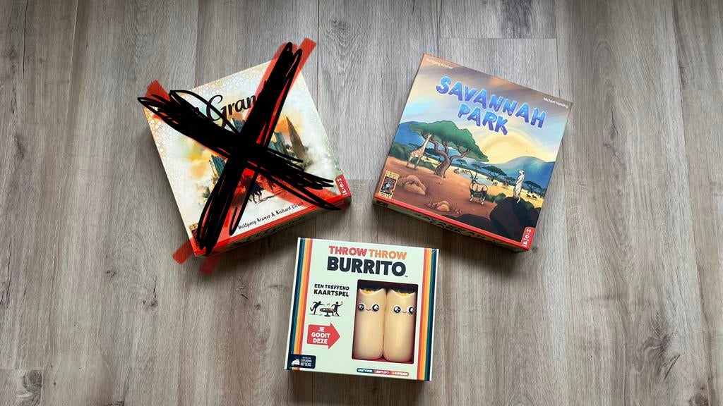 Savannah Park & Throw Throw Burrito - Bordspellen, Een of twee spelers, Ophalen of Verzenden, Zo goed als nieuw