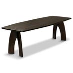 Tafel Japandi bruin met open v poot deens ovaal, Huis en Inrichting, Tafels | Eettafels, Ophalen, Japandi, 50 tot 100 cm, Vijf personen of meer