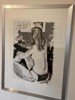 Arien Winkel Gouache - ‘Vrouw met Kat’ in lijst 65x85cm, Ophalen