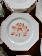 >9 pers Limoges eet- en koffieservies oranje pioenroos, Ophalen, Zo goed als nieuw, Overige stijlen, Porselein