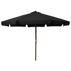 Parasol met houten paal 330 cm zwart, Tuin en Terras, Parasols, Gah, Ggg, Nieuw, Ophalen of Verzenden