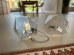 Twee HKLiving tafellampen Geo glas, Huis en Inrichting, Lampen | Tafellampen, Ophalen, Zo goed als nieuw, Glas, Minder dan 50 cm