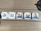 5 zeemonster/schepen tegels, Antiek en Kunst, Ophalen of Verzenden