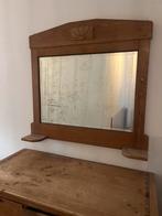 Antieke grenen broodkast met spiegel, Ophalen, Rechthoekig, 50 tot 100 cm, 150 tot 200 cm