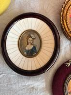 Vintage miniatuur portret Damina in ivoren frame, Antiek en Kunst, Kunst | Schilderijen | Klassiek, Verzenden