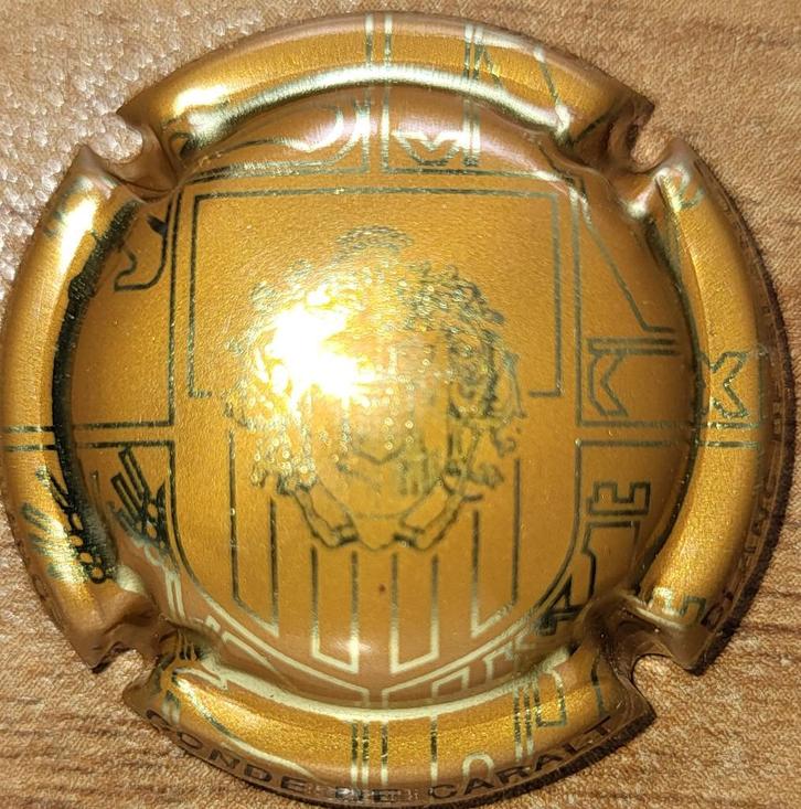 Spaanse cavacapsule CONDE DE CARALT oker & goud nr.02, Verzamelen, Wijnen, Nieuw, Overige typen, Spanje, Ophalen of Verzenden