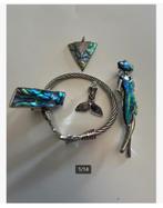 Set van 5 Abalone Paoa Sieraden armband broche hanger ring, Antiek en Kunst, Curiosa en Brocante, Ophalen of Verzenden