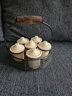 Vintage kruidenpotjes met rekje, Ophalen of Verzenden, Zo goed als nieuw