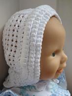 Antiek poppenmutsje, wordt hier gedragen door pop van 36 cm., Ophalen of Verzenden