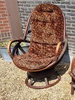 Manou Rotan kuipstoel draaistoel vintage retro, Huis en Inrichting, Stoelen, Ophalen, Riet of Rotan, Gebruikt, Bruin