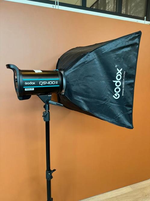 Godox QS400II Studioflitser met standaard en softbox (4x), Audio, Tv en Foto, Fotografie | Flitsers, Zo goed als nieuw, Overige merken